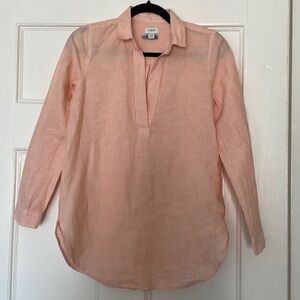 J. Crew Linen Cotton Long Sleeve Striped Shirt - XXS